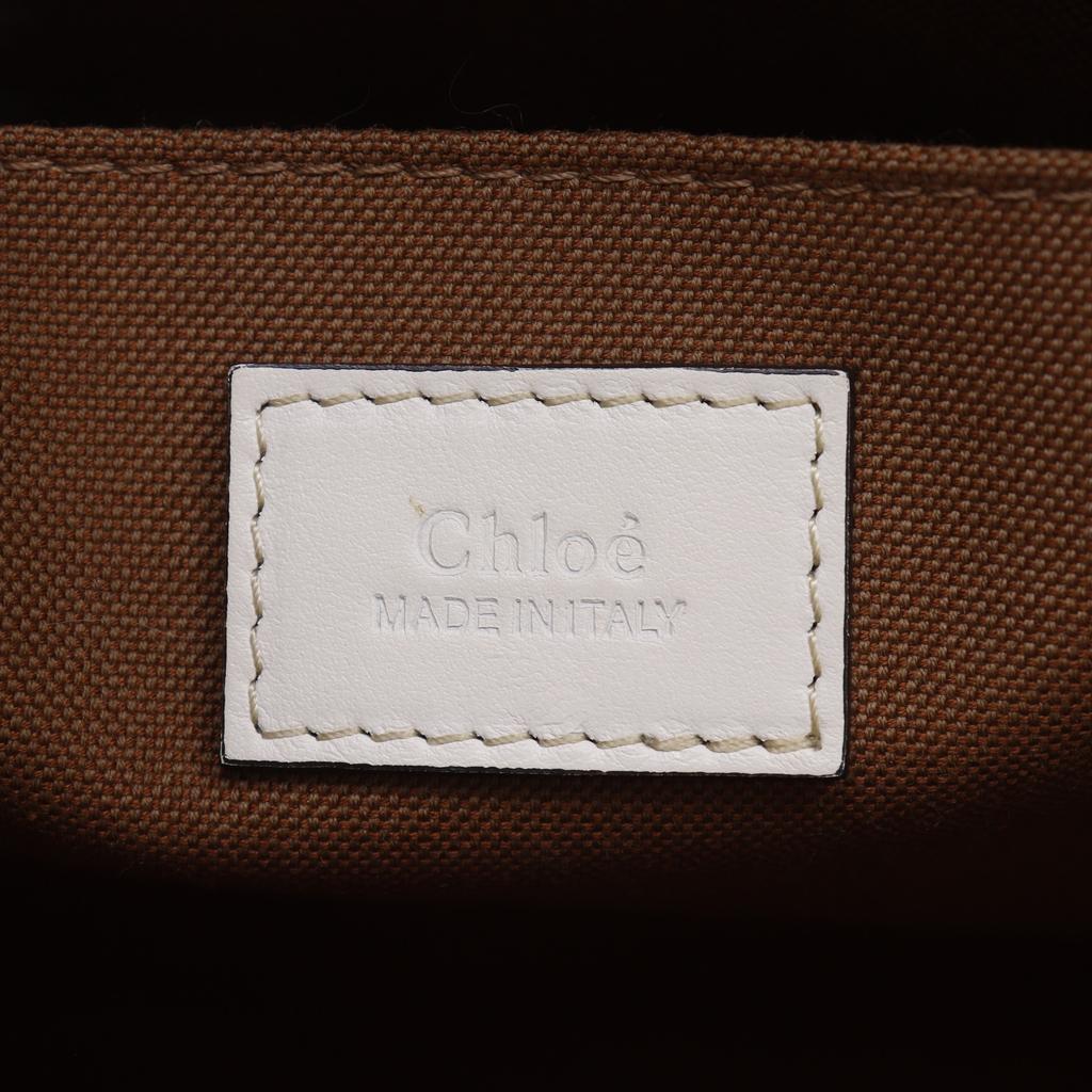 Chloe Woody medium tote Tote Bag beige canvas Women Used