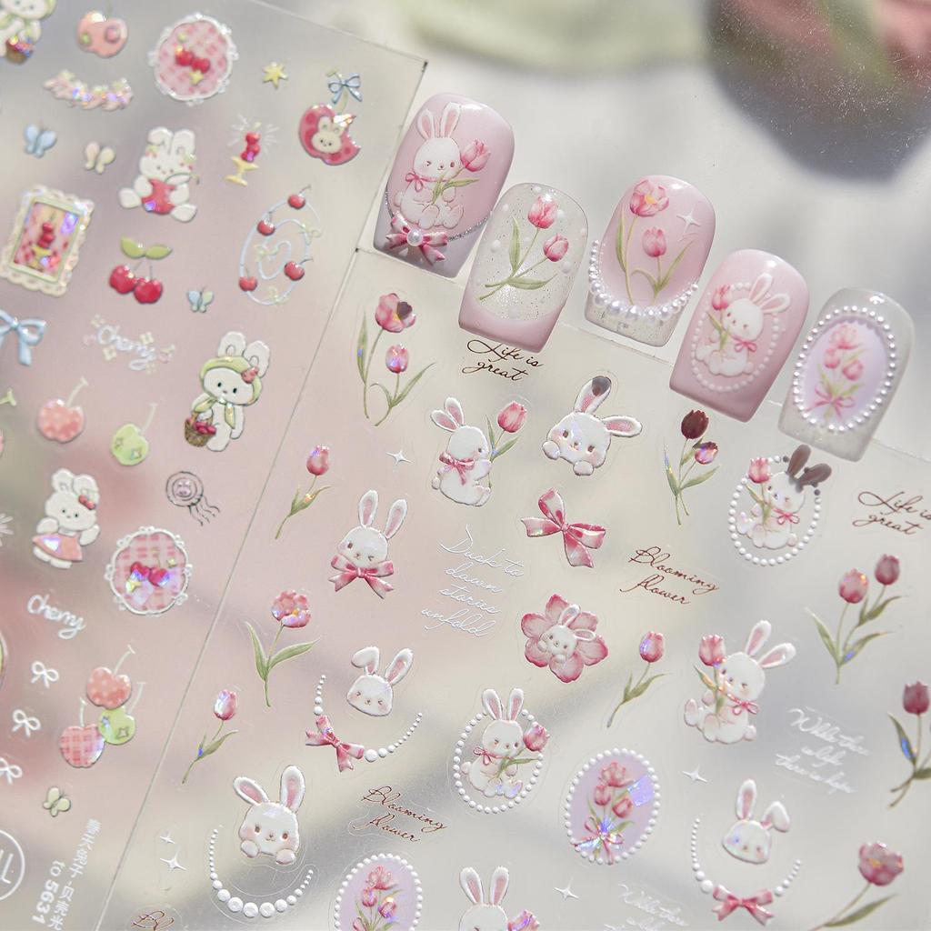 Tomoni Shell Light Sweet Rabbit Nail Stickers for Kids