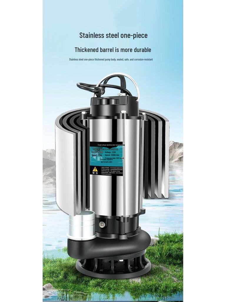 Bomba Submersível de Água com Núcleo de Cobre 220V Aço Inoxidável para Uso Doméstico, Esgoto e Agrícola