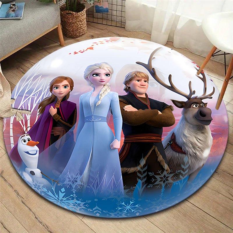 1pc Disney Frozen Pattern Round Area Rug, Bedroom Living Room Floor Mat, Playroom Bedroom Living Room Indoor Decor Rug, Aesthetic Room Decor