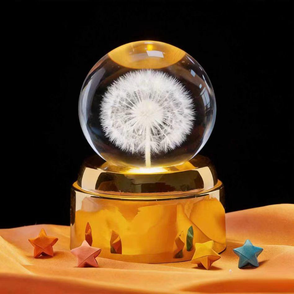 Dandelion Crystal Ball Night Light - Unique Gift for Girls' Birthdays & New Year Ornaments