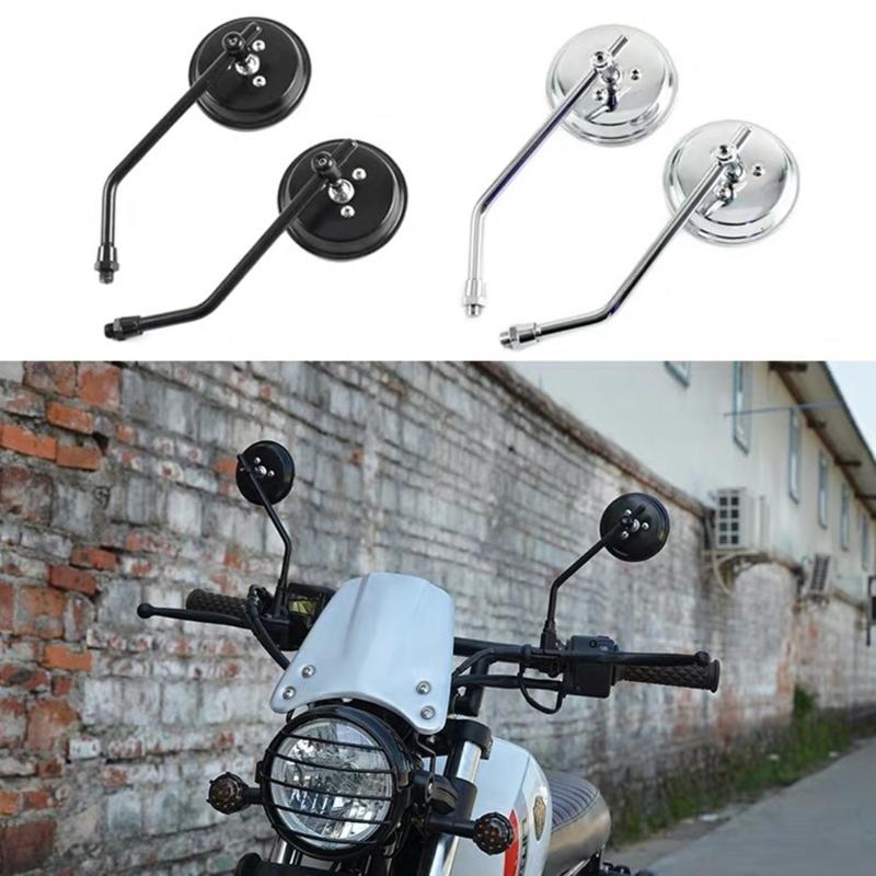 Broad View Retro Style Motorcycle Rearview Mirrors with Easy Installation and Broad View for Safe Commuting Easy Mounting