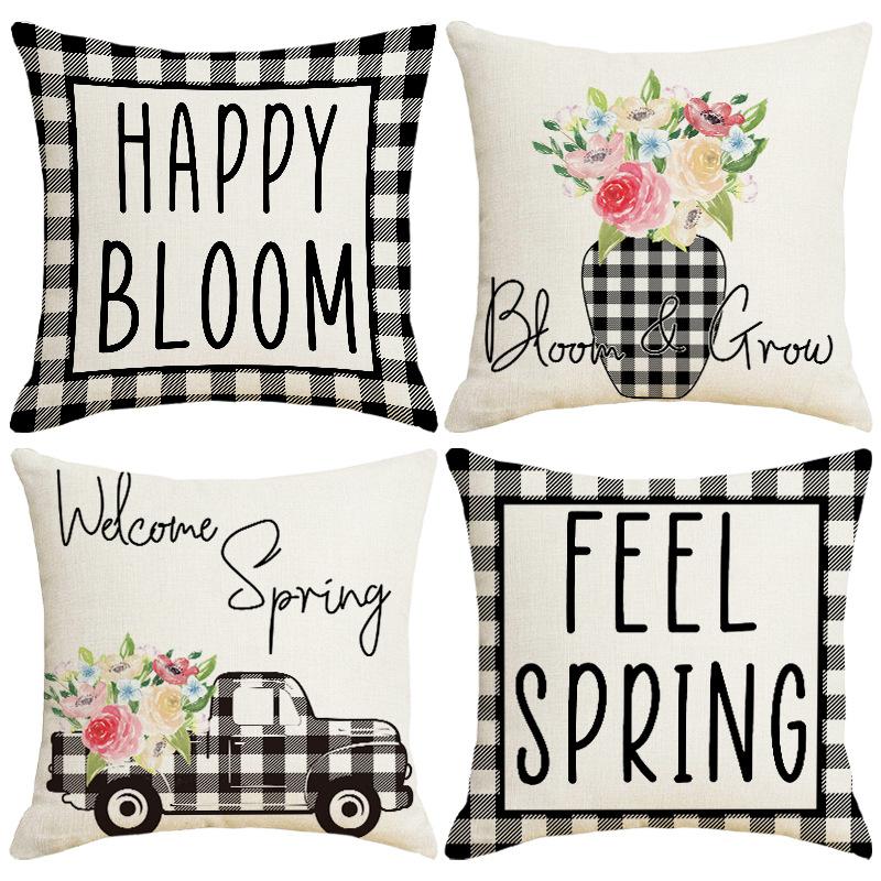 Spring Pillowcase Car Decorative Cushion Letter Printing Sofa Pillow New Linen Cushion