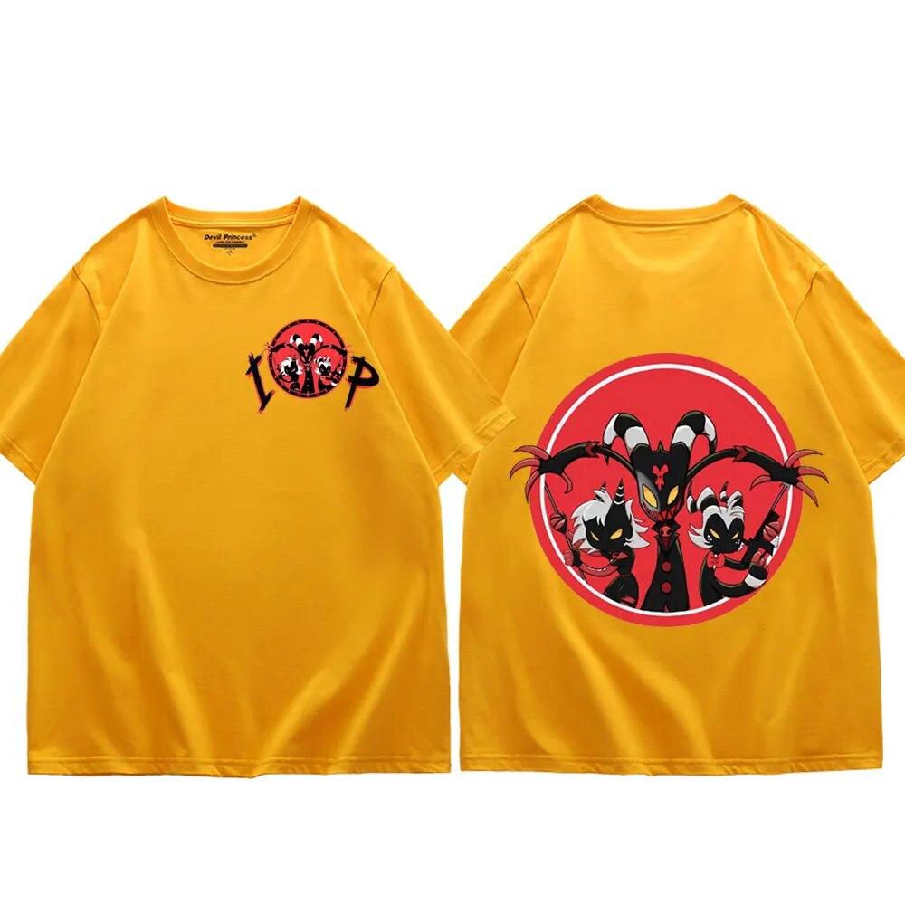 Trend Anime Helluva Boss Print T Shirts Unisex Women Fashion Cartoon Short Sleeve T Shirt Summer Casual Pure Cotton Loose T-shirt