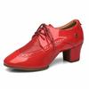 Women Latin Dance Shoes Leather Lace-up Ballroom Shoes Tango Salsa Performence Practice Dance Shoes