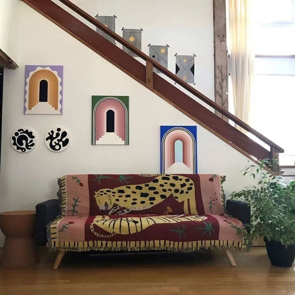 

Европа и Америка Чехол для дивана Ткань Полотенце Новый Ins Ветер Гобелен Кошка Устойчивый к царапинам Чехол для дивана Покрывало для кемпинга Скатерть Ковер 160*130cm