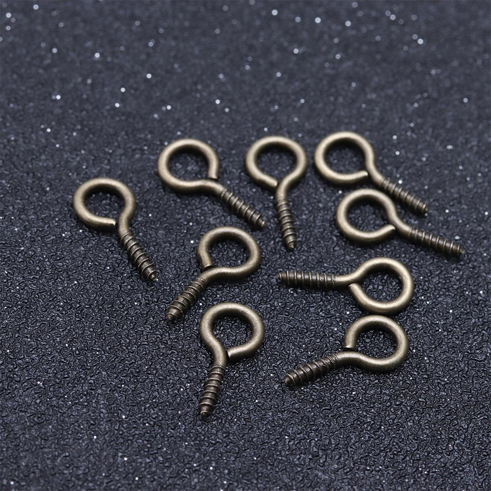 200pcs Small Tiny Mini Eye Pins Eyepins Hooks Eyelets Screw Threaded Gold Color Clasps Hooks Jewelry Findings For Making DIY