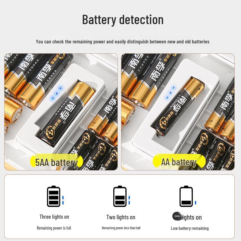 Battery & Cable Organizer: Stores AA/AAA, Camera Chargers, Plugs, Cables - Perfect for Desktop Organization