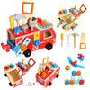HIWO Carpenter Toy Assembly Fire Truck Wooden Tool Toy Car DIY Screw Truck Training Carpentry Indoor Play 3 4 5 6 Years Old Girls Boys Birthday
