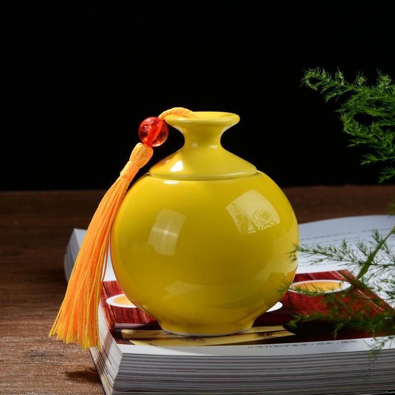 Mini borcan ceramic Retro Home portabil mic ceainic cu ambalaj mic pentru ceai sigilat din porțelan rotund cutie de depozitare recipient pentru ceai