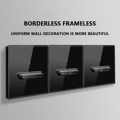 Pannello interruttori a parete in vetro temperato nero LED da 1 a 4 canali, interruttore a levetta retrò, standard UE-UK, 2 prese USB, presa europea da 16 A