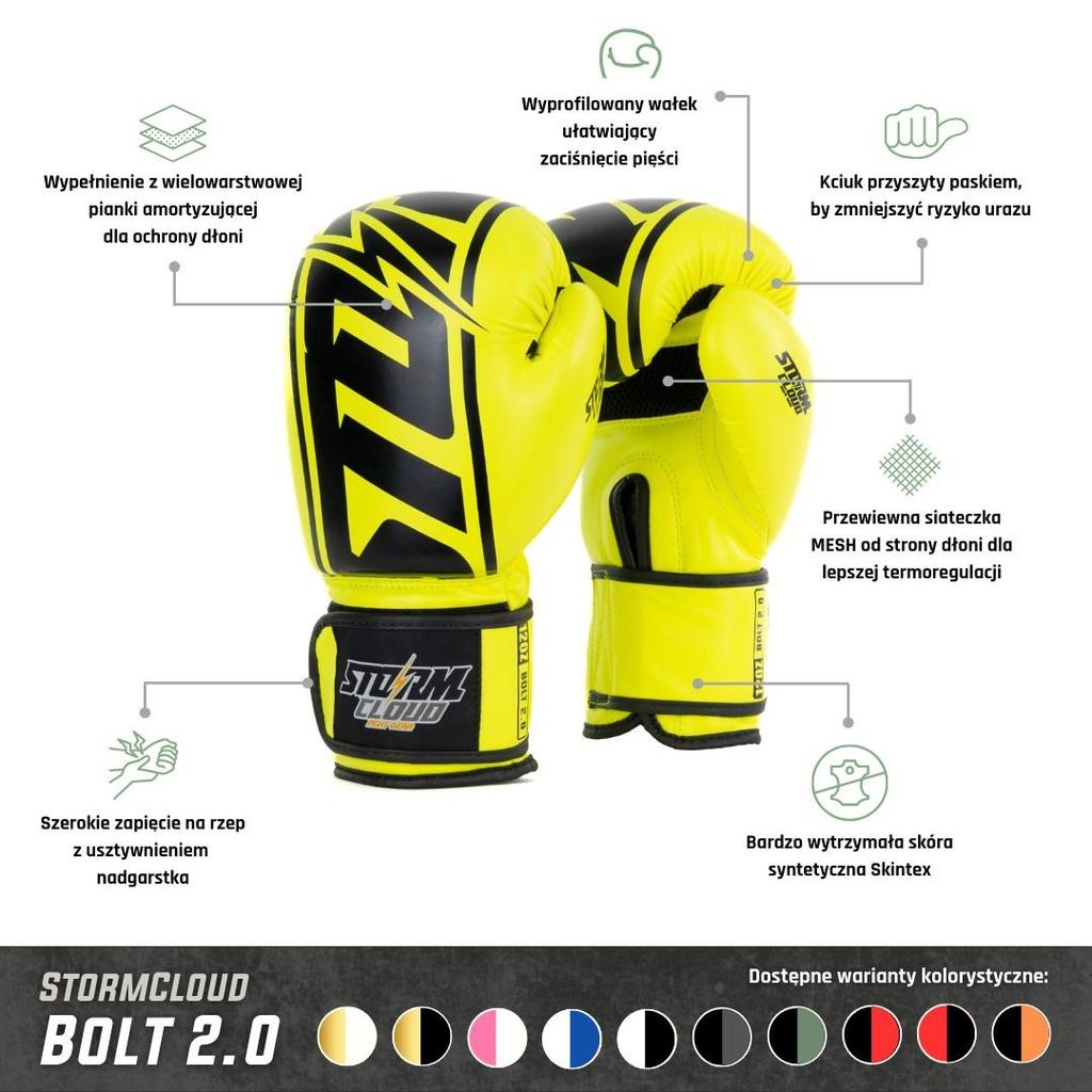 Gants de Boxe StormCloud Bolt 2.0 Néon Citron 16oz