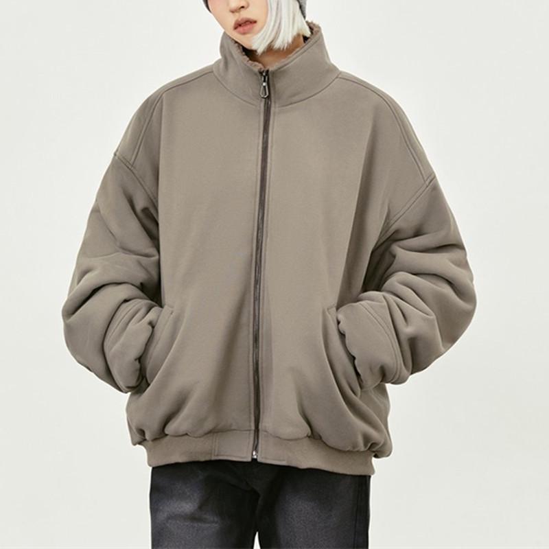 

Unisex American Retro Fleece-Lined Cotton-Padded Jacket - Autumn/Winter Loose Warm Coat for Couples L