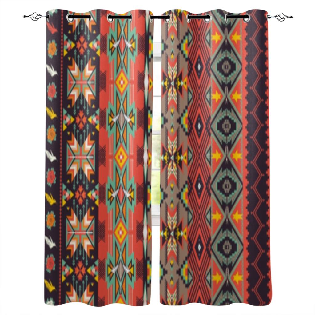 Ethnic Tribal Geometric Pattern Window Curtain For Living Room Bedroom Luxury Home Kitchen Decor Items Curtains
