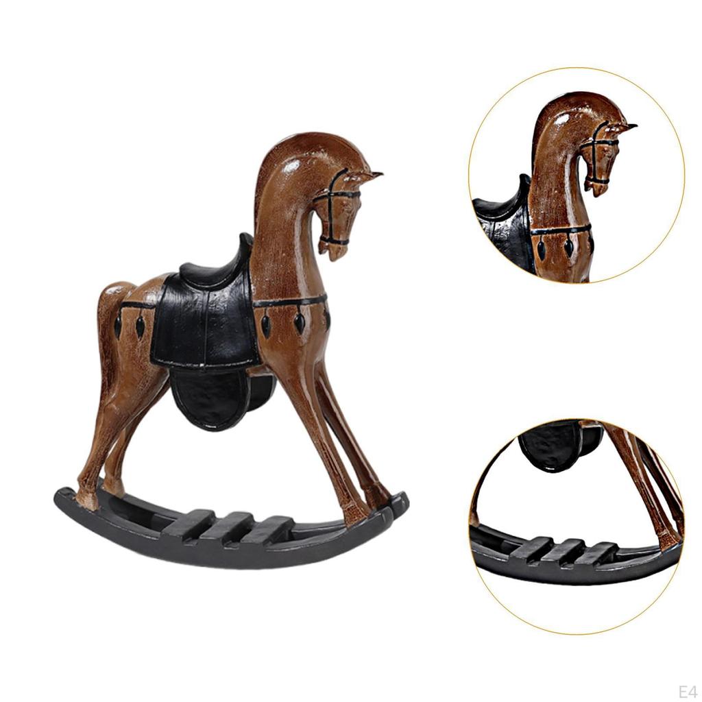 Rocking Horse Ornament Decoration Resin Sculpture Figurine for Porch Table Centerpiece