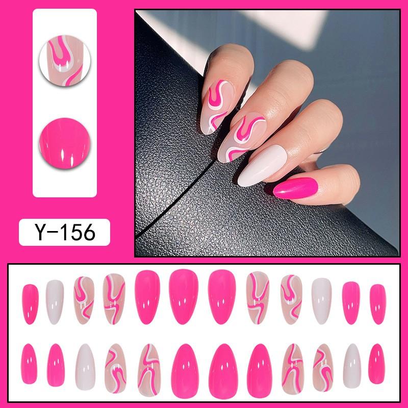 Short Press-On Nails Set Ins Style Fake Full Cover Acrylic Nail Tips Women Daily Wear