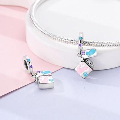 Charms Coppercolorful Cat Lighter Heart-Shaped Beads Fit Charms Plataoriginal Bracelet Beads Women Jewellery Making