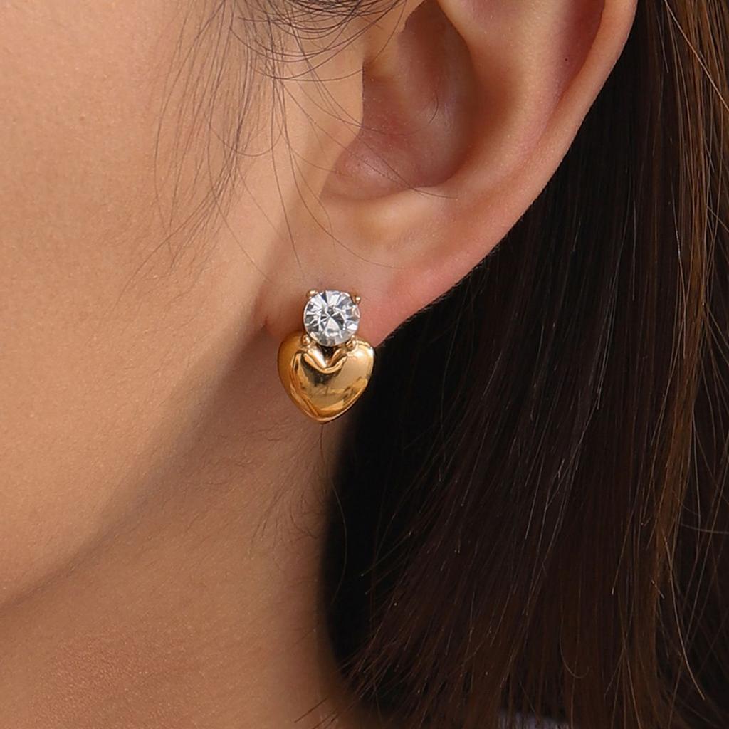 Uworld Classic Heart Shape Earring With Zircon Decoration Jewelry For Women 18K Gold Plated Stainless Steel Earrings Gifts 2026