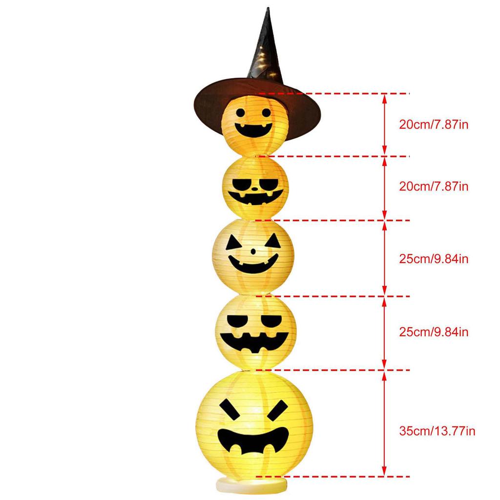 Halloween Decorative Pumpkin Paper Lantern W/ Witch Hat Halloween Pumpkin Light Jack-O-Lantern Pumpkin Light for Parties Outdoor