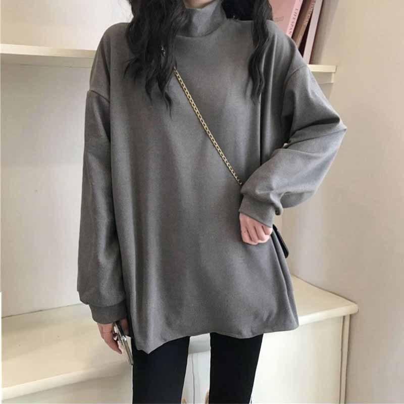 Women's clothing autumn and winter new models with three-color turtleneck medium and long large size thin and versatile trend bottoming shirt