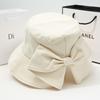 Versatile bucket hat women's spring and autumn cotton back split bow casual sun hat hat women