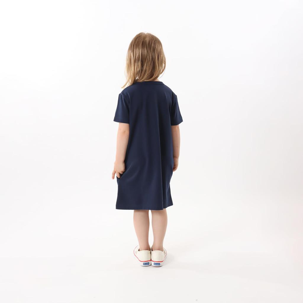 Champion Short Sleeve Crew Neck Shirt Cotton Binder Logo Size 120 Kids' Dress, 100% USA, Neck, One-Point Embroidery, Basic, Navy, (CK-Z331/CK-T305)