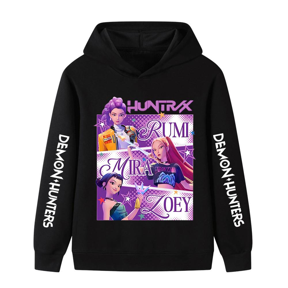 B1199XX Kids Boys Girls Kpop Rumi Zoey Mira Huntrix Print Long Sleeves Hoodie