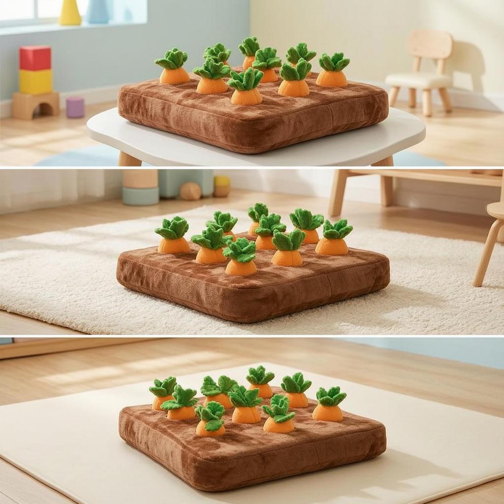 Carrot Pulling Toy Montessori Cuddly Board with Carrots GentlePull for Young Children,