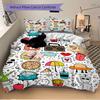 3pcs Doodle Pattern Bedding Set, Breathable and Soft, Suitable for All Seasons, Ideal for Home Use, Suitable for Bedroom Decor 21165