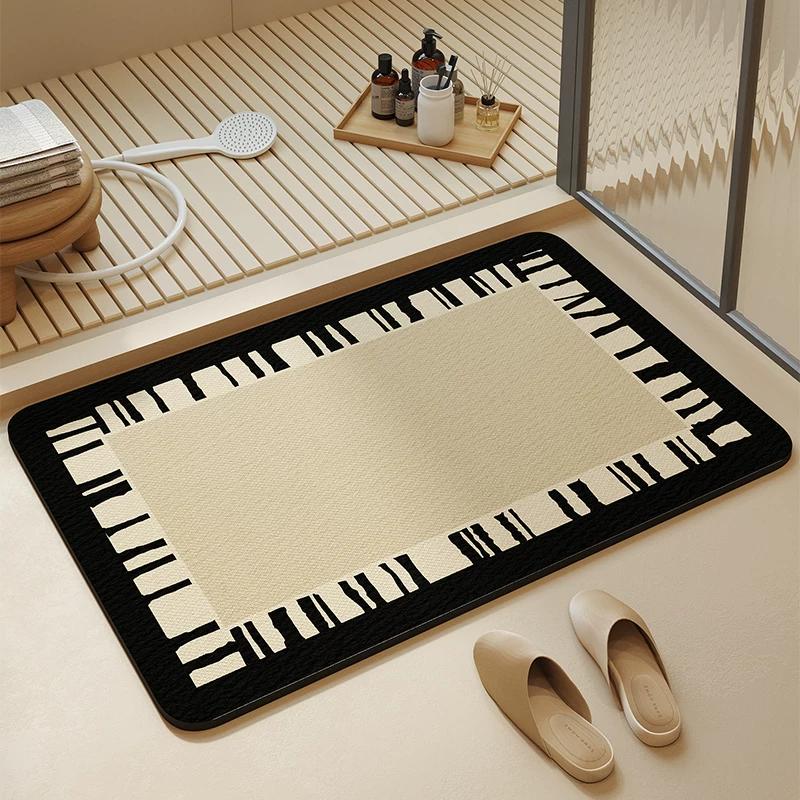 Bathroom Mats Cream Wind Diatom Mud Absorbent Pad Bathroom Entrance Mat Bathroom Toilet Quick-Drying Non Slip Carpet