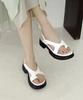 Gisse Genuine Leather Evan Platform Heel Flip-Flop Sandals Gis-46260