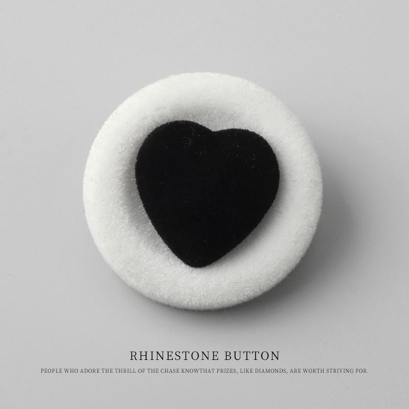 

5pcs Double Pin Trend Flocking Buttons Colored Velvet Buttons Resin Buttons Men S And Women S Coats Windbreakers Pajamas Coat Buttons 30Mm white + black