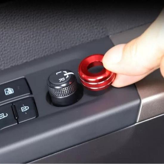 Red Aluminum Rearview Mirror Adjust Knob Cover For Toyota Tundra -2024