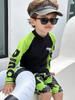 2026 Boys' Two-Piece Dinosaur Swimsuit Set – Long Sleeve, Sun-Protective, Breathable, Quick-Dry