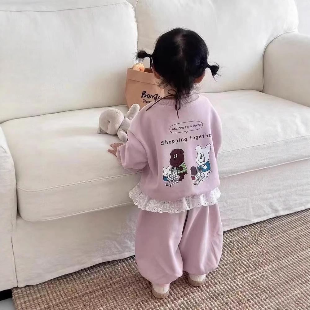 Girls' Spring & Autumn Fashion Sweatshirt and Pants Set - Trendy Two-Piece Outfit