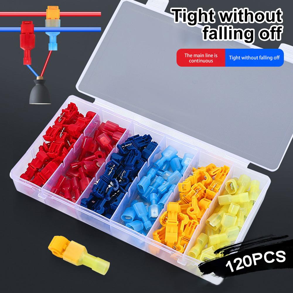 120 Pcs Main Line Branch Clamp Set T-type Break Free Clamp Combination Quick Connection Terminal