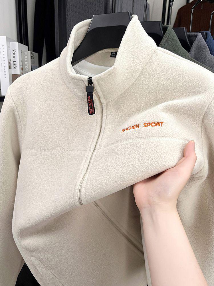 Jachetă Fleece Rezistentă la Vânt pentru Bărbați - Hanorac Gros, Călduros, cu Guler Înalt (Toamnă/Iarnă 2025)