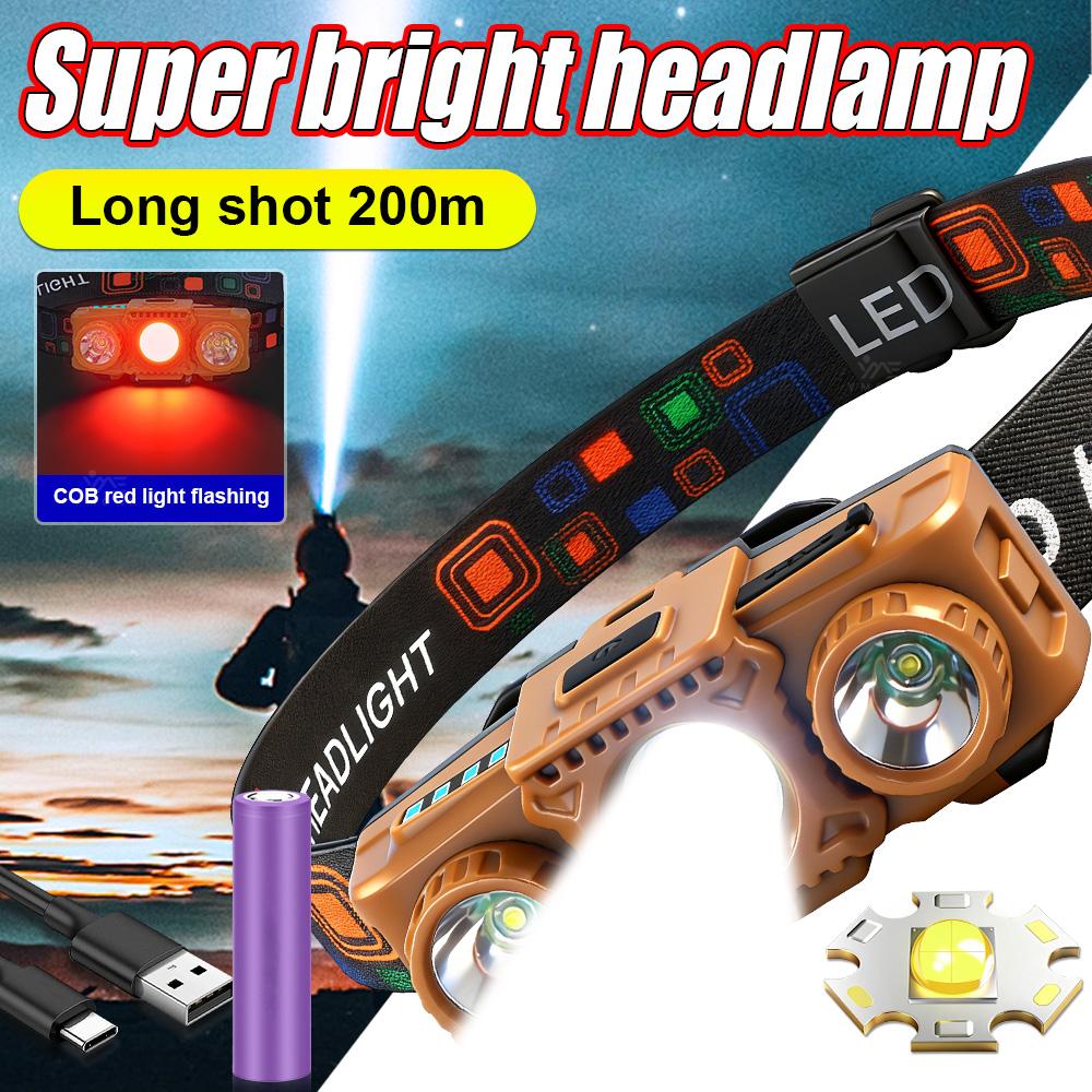 EDC Head LED Light Type-C Rechargeable Headlamp Red Light 1000LM Super Bright Head Flashlight 18650 for Running Fishing Camping
