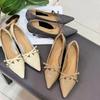 Fashion French Mary Jane Pointed Toe Soft Leather Stiletto Heel Soft Sole Cat Heel Women's All-match Single Shoes