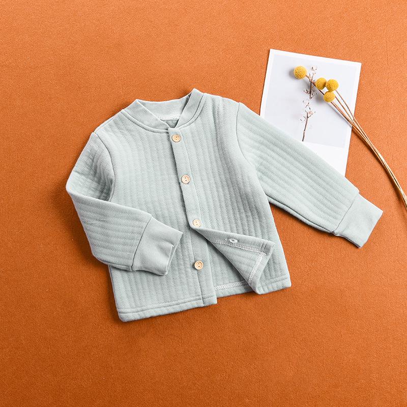 Baby Quilted Long-Sleeve Top: Unisex Three-Layer Autumn/Winter Underwear Pajamas