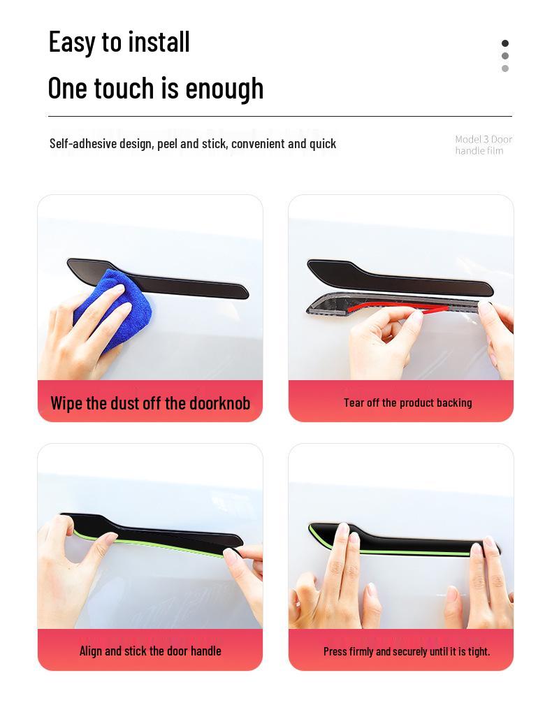 Luminous Anti-Scratch Door Handle Stickers for Tesla Model Y/3