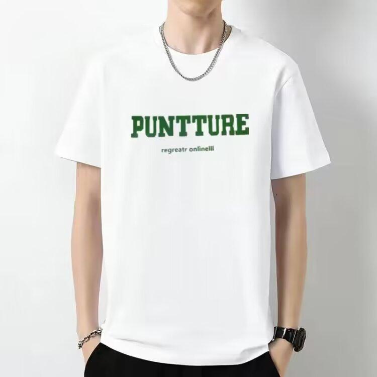 M-5XL Herren T-Shirt kurzärmelige Tops trendiges weißes T-Shirt bedruckte Buchstaben Tops trendig lässig