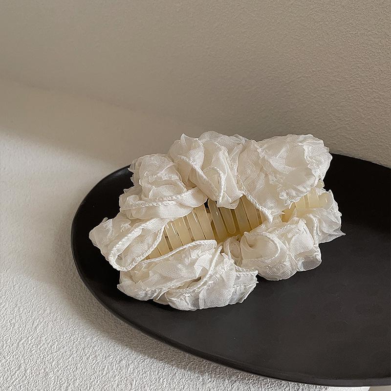 Super Fairy Pleated Fabric Flower Grab Clip Female Versatile Temperament Shark Clip Back Head Hair Clip