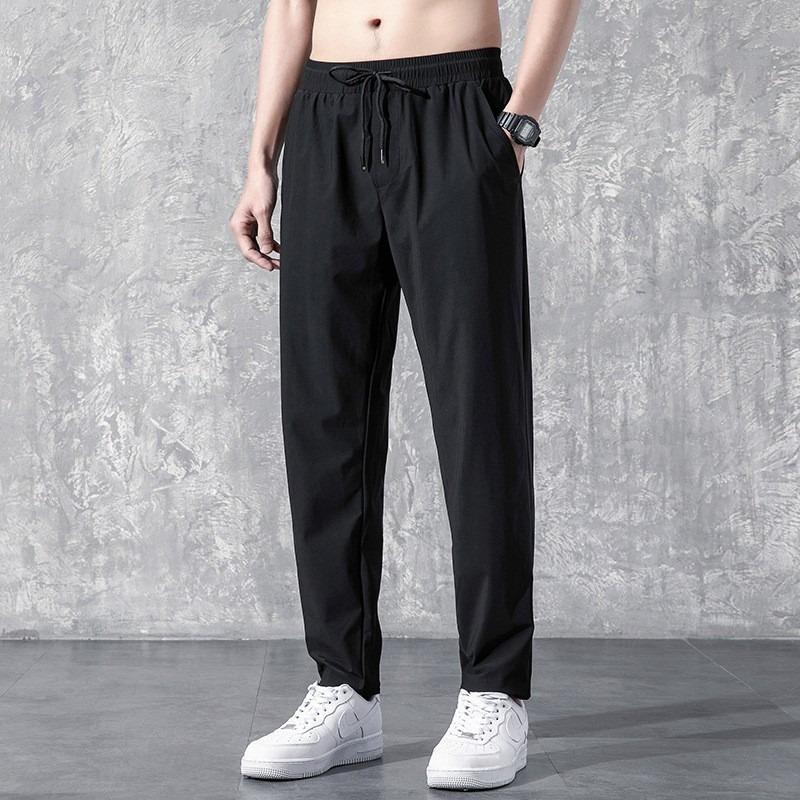 Ice silk trousers men's thin large-size straight sports casual pants