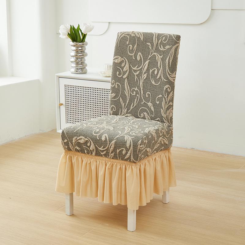 Knitted Jacquard Dining Chair Cover All-inclusive Elastic Skirt Chair Cover Universal Three-dimensional Dust-proof