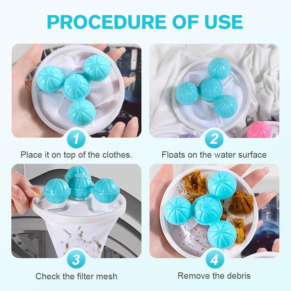 Washing Machine Hair Remover, Reusable Hair Filter, Washing Machine, Net Bag, Lint and Lint, Washing Balls