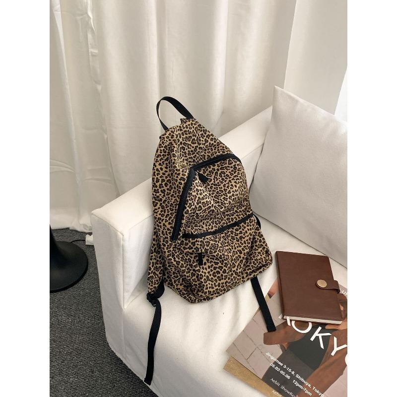 Student Backpack Women's Large Capacity Computer School Bag Trendy Leopard Print Backpack Backpack Women