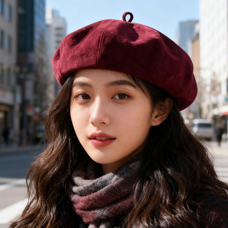 Korean Beret Female Octagonal Painter's Hat Retro Large Head Circumference Showing Face Small Japanese Style Pumpkin Hat Trendy