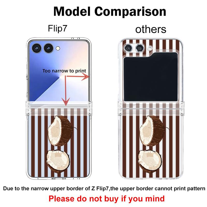 Coconut Stripe Pattern Case For Samsung Galaxy Z Flip 8 7 FE 6 5 4 Z Flip8 Flip7 Flip6 Flip5 Hinged Clear PC Slim Hard Folding Phone Cover