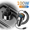 100W Car Charger With Type C Cable USB 12V Super Fast Charging Vehicle Adapter 2 In 1 For Volkswagen VW Polo Tiguan Passat Jetta PT1
